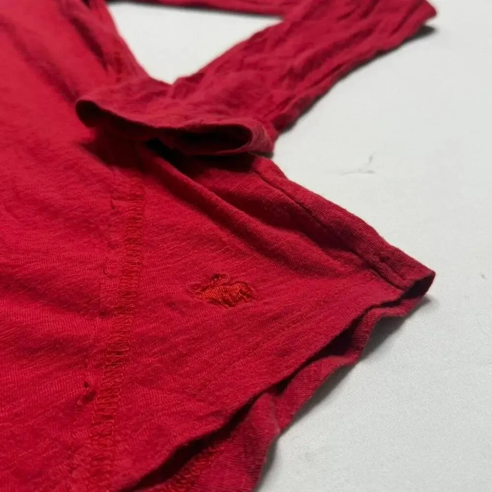 Abercrombie & Fitch red Henley long sleeve top with button details Size S Cotton - Picture 4 of 7